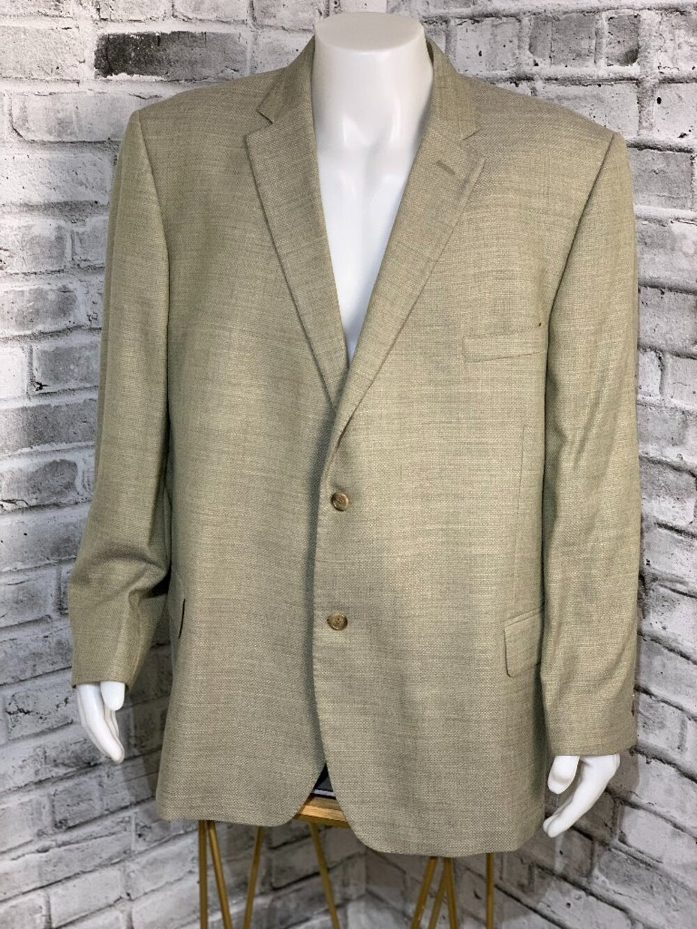 Austin Reed Blazer Sport Coat Men 52 Tan Wool Bamboo Silk Business Casual Jacket